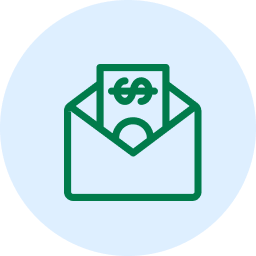 Icon of money coming out of an envelope