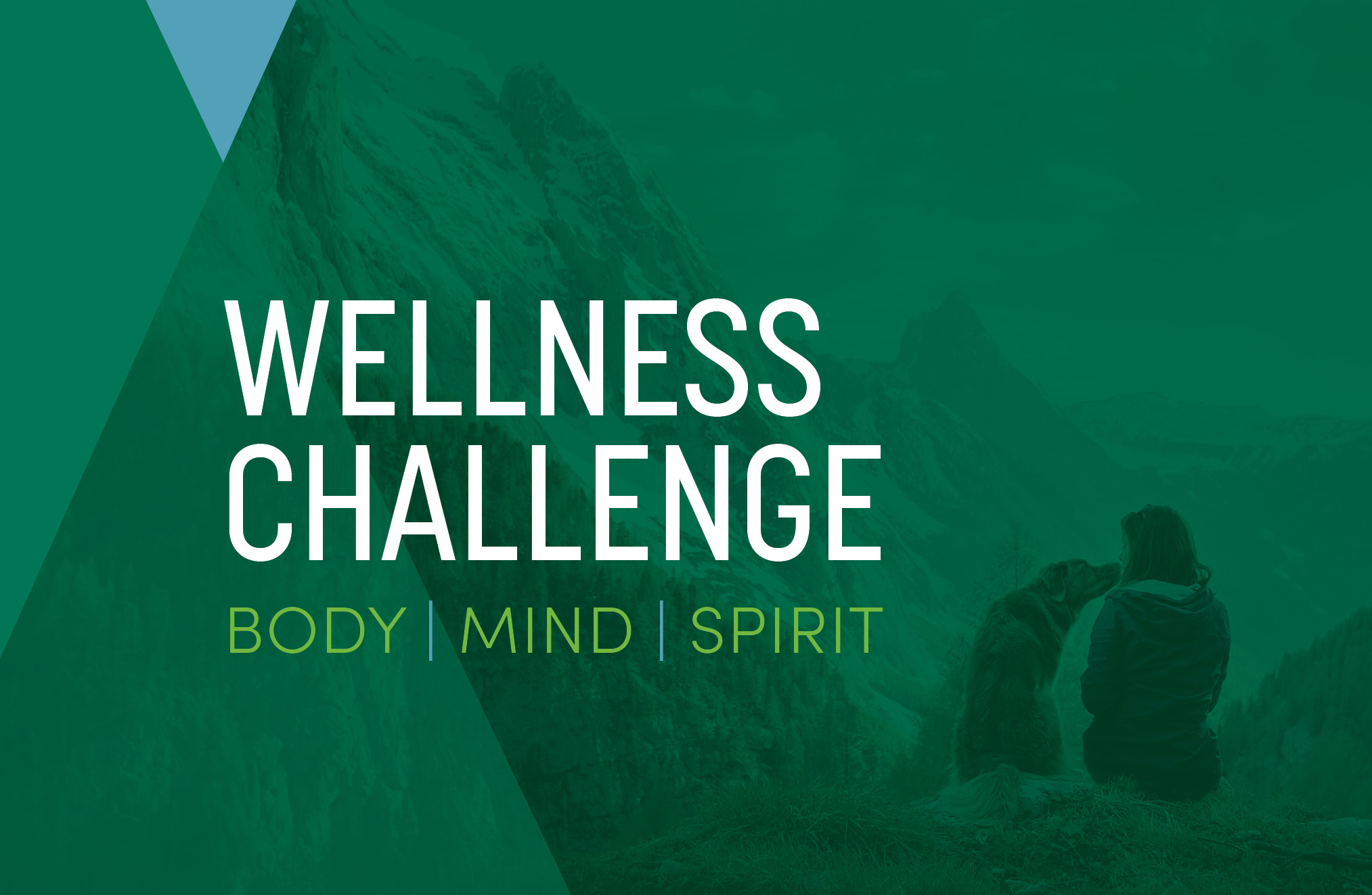 Graphic with title "Wellness Challenge Body Mind Spirit"