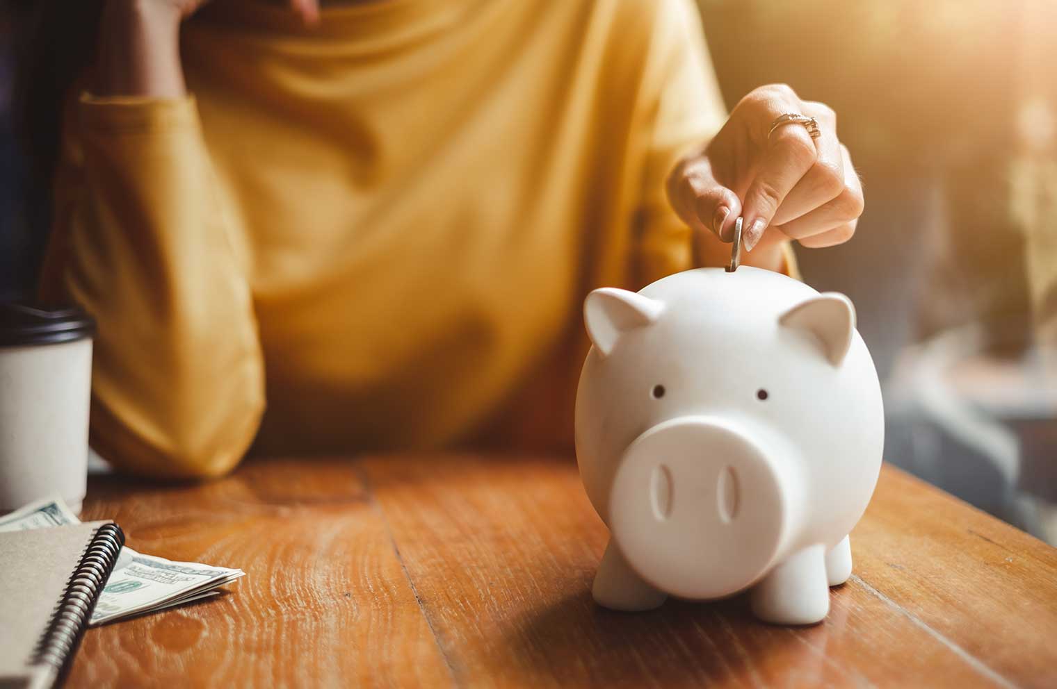 Adding a coin to a piggy bank